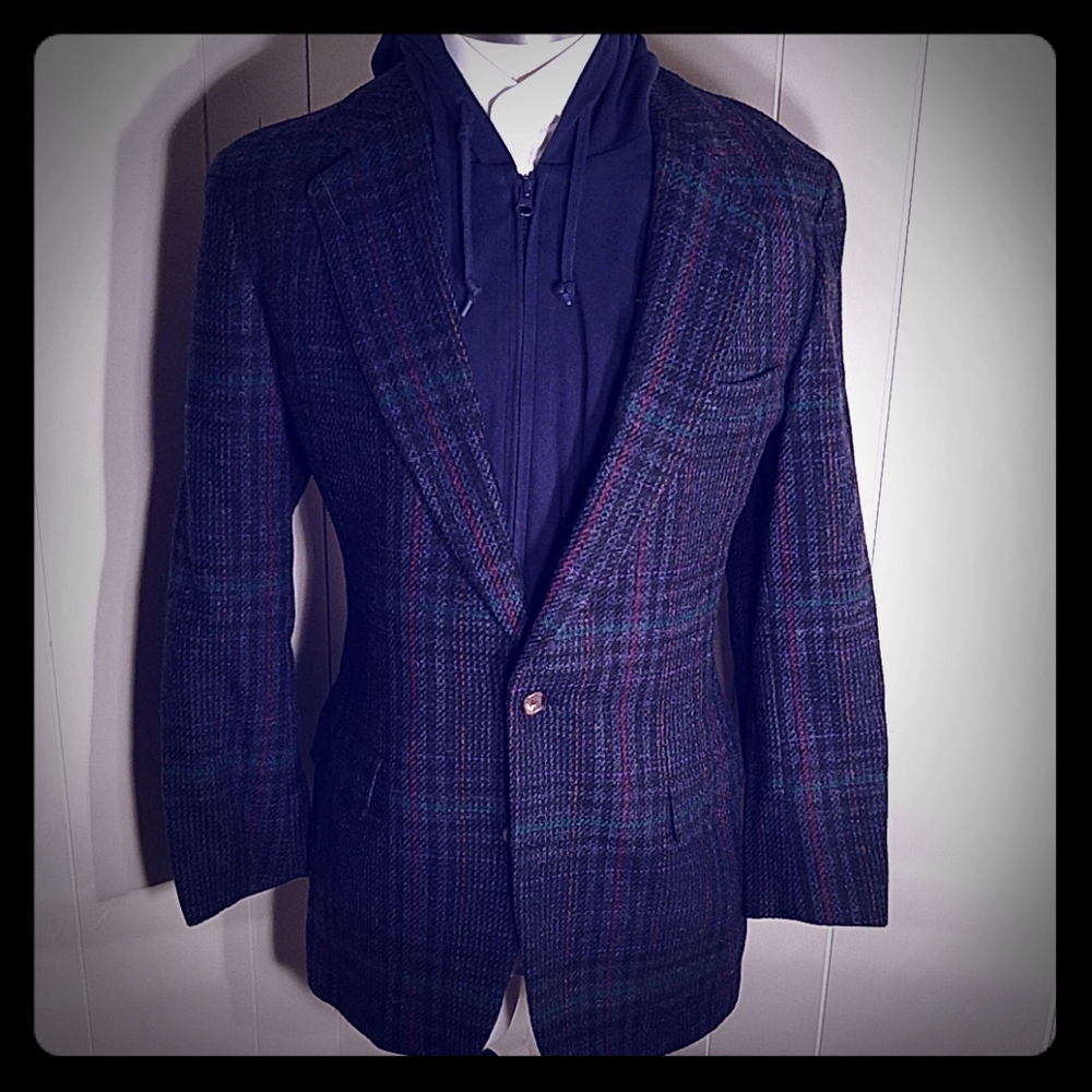 Bespoke Brilliant Blue Windowpane Tweed 🏆HP